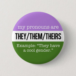They/Them Pronouns – Genderqueer Flag Pinback Button