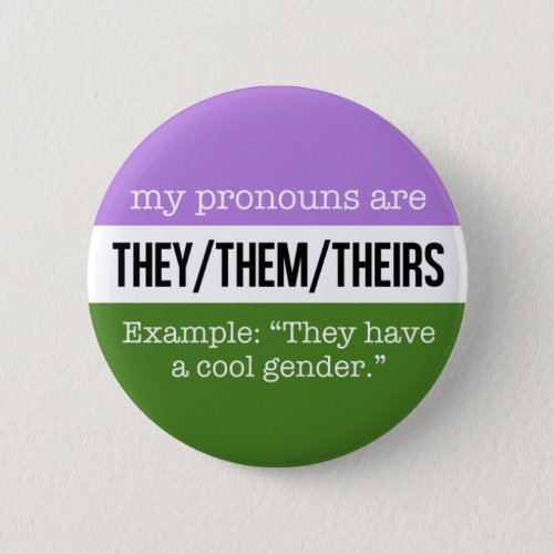 TheyThem Pronouns âGenderqueer Flag Pinback Button