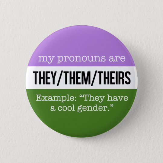 Theythem Pronouns Genderqueer Flag Pinback Button 9254