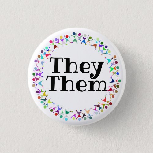 They Them Pronouns in Human Figures Circle Button