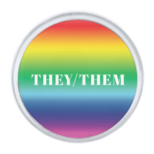 They, Them, Pronouns Lgbtq Lgbt Trans Gay Pride Silver Finish Lapel Pin