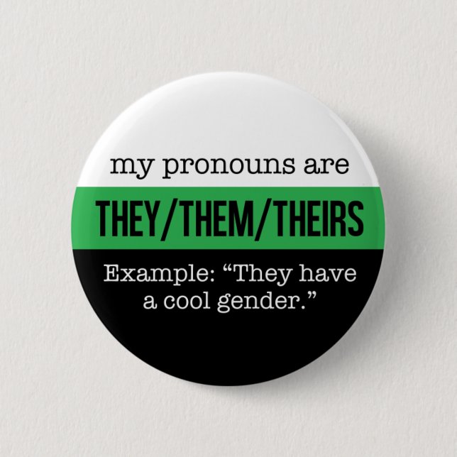 They/Them Pronouns – Neutrois Flag Button (Front)
