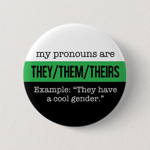 They/Them Pronouns – Neutrois Flag Button