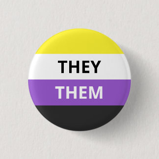 They/Them Pronouns Non-Binary Flag Badge Button