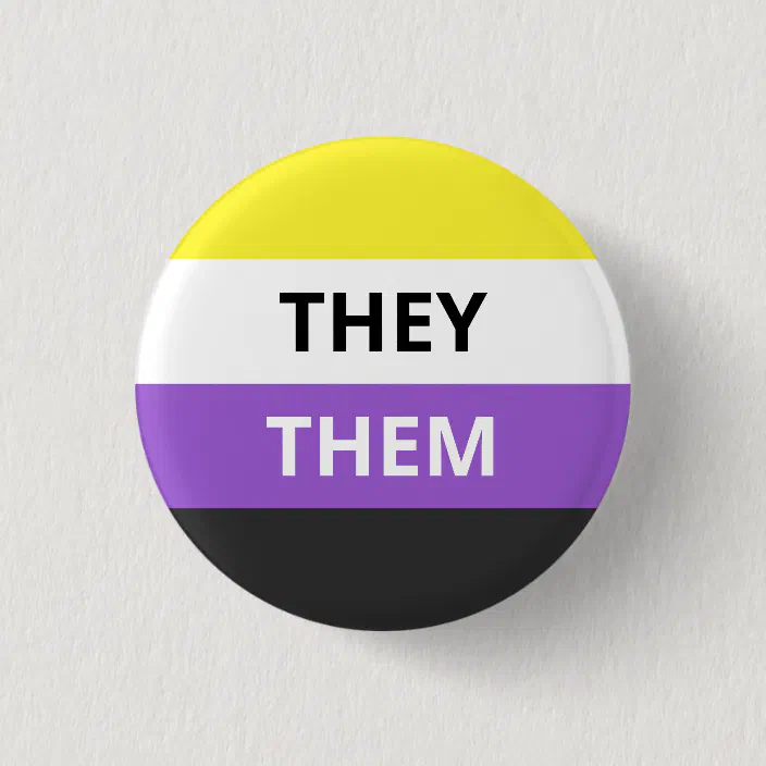 They Them Pronouns Non Binary Flag Badge Button Zazzle Com