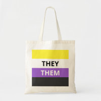 They/Them Pronouns Non-Binary Flag Budget Tote
