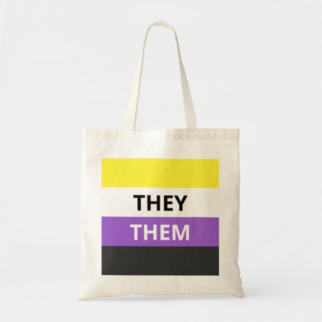 They/Them Pronouns Non-Binary Flag Budget Tote Bag (Front)