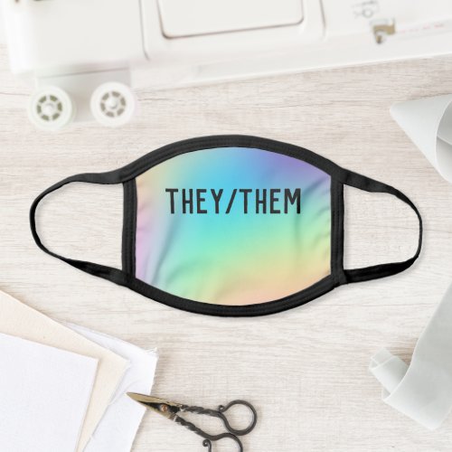 TheyThem Pronouns Pastel Rainbow Ombre Face Mask