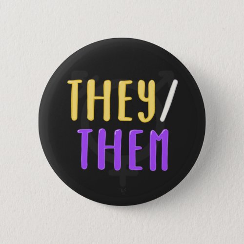 Theythem Pronouns Pin Badge