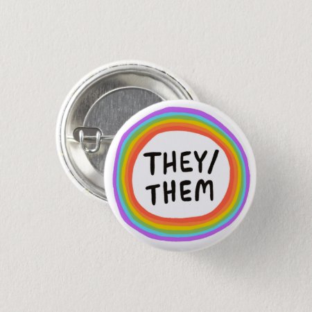 They/them Pronouns Rainbow Circle Button