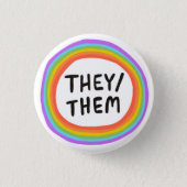 THEY/THEM Pronouns Rainbow Circle Button (Front)