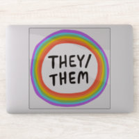 THEY/THEM Pronouns Rainbow Circle Handlettering Sticker