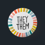 THEY / THEM Pronouns Rainbow Handlettered Pride Button<br><div class="desc">Decorate your outfit with this cool art button. Makes a great  gift! You can customize it,  change the background colors and add text too. Check my shop for lots more colors and patterns! Let me know if you'd like something custom too.</div>