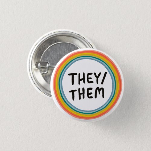THEYTHEM Pronouns Rainbow Soft Circle Ring  Button