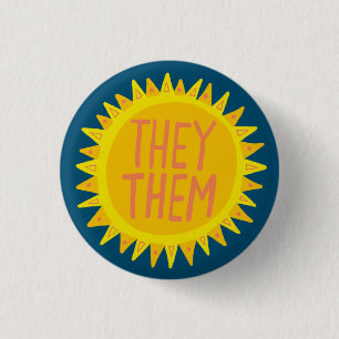 THEY / THEM Pronouns Sunshine Pride Handlettered Button