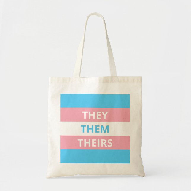They/Them Pronouns Transgender Flag Budget Tote (Front)