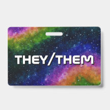 They/Them Rainbow Galaxy Badge