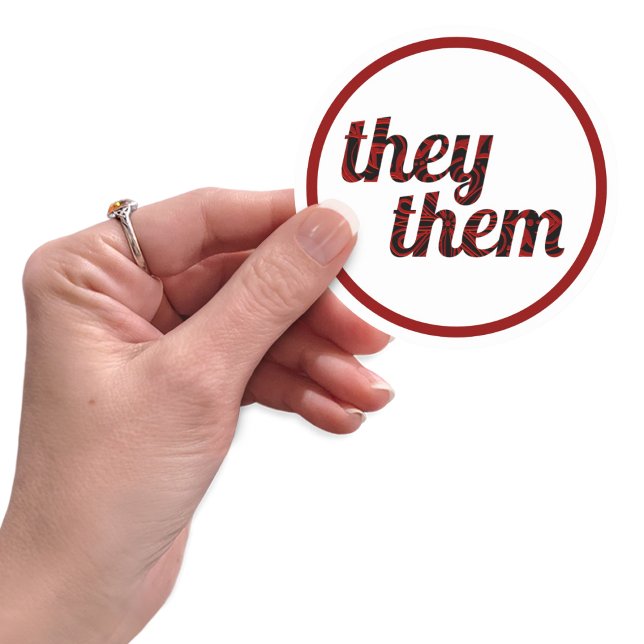 They Them Red and Black Classic Round Sticker (Creator Uploaded)
