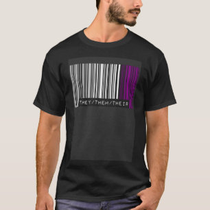 They Them Their Pronouns Asexual Pride Flag Barcod T-Shirt