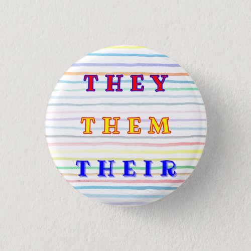 THEYTHEMTHEIR Pronouns Colorful Stripes  Button