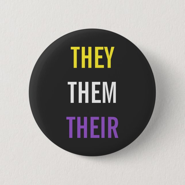 They/Them/Their Pronouns Pinback Button (Front)