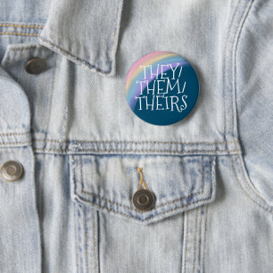 They Them Theirs Pronoun Button