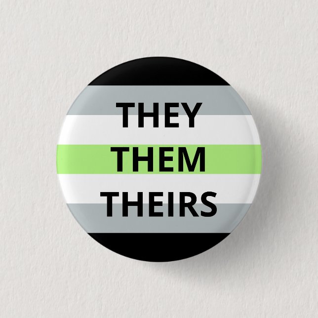 They/Them/Theirs Pronouns Agender Badge Button (Front)