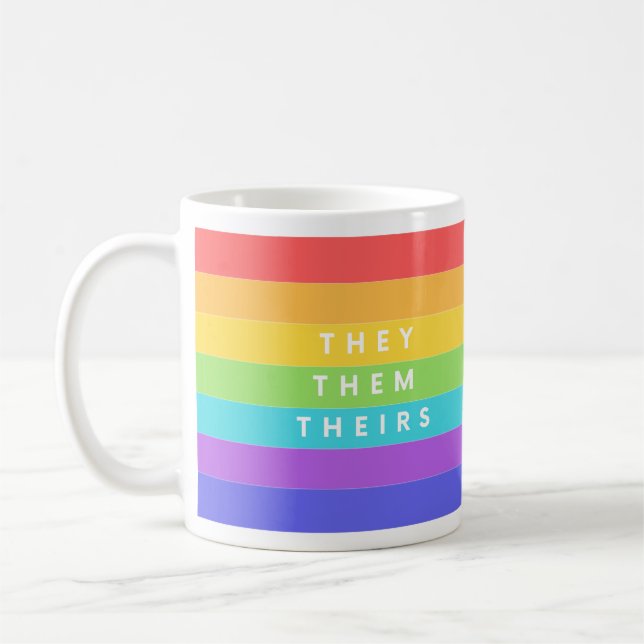 They, Them, Theirs Pronouns Coffee Mug (Left)