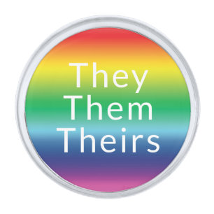 They, Them, Theirs Pronouns Lgbtq Lgbt Gay Pride Silver Finish Lapel Pin