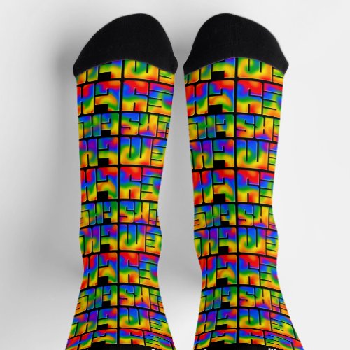 They Them Theirs Pronouns Rainbow Tie Die Socks