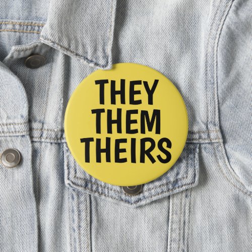 theythemtheirs pronouns yellow background button