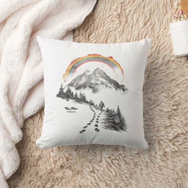 They/Them Trailblazer – LGBTQ Pride Camping Art,  Throw Pillow (Blanket)
