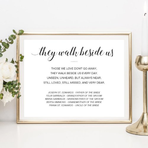 They Walk Beside Us Memorial Poem Names Wedding Poster