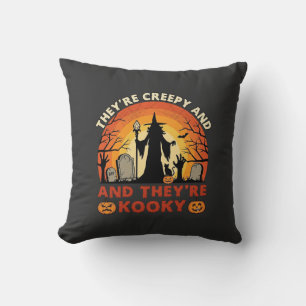 Theyre Creepy Kooky Halloween Witch Graveyard Pump Throw Pillow