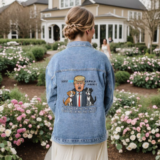 They're Eating The Dogs Funny Trump Kamala 2024 Denim Jacket