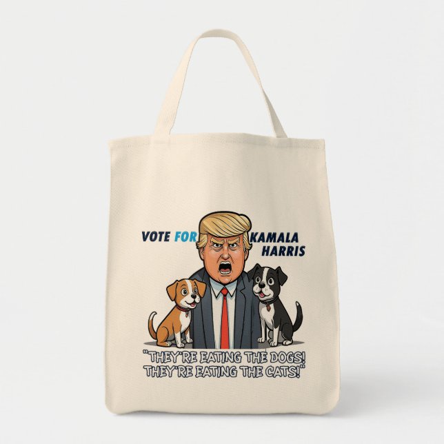 They're Eating The Dogs Funny Trump Kamala 2024 Tote Bag (Front)