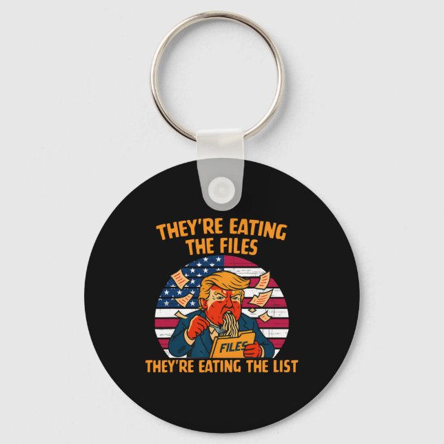 They're Eating The Files Funny Trump Design  Keychain (Front)