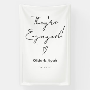 They're Engaged Banner, Linen Engagement Party Banner