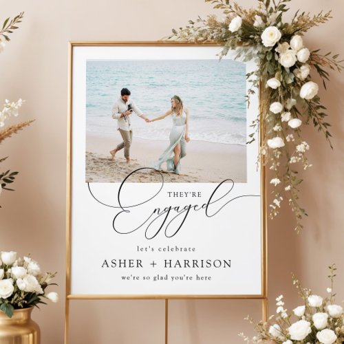 They're Engaged Minimalist Engagement Party Poster