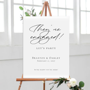 They're Engaged Modern Engagement Party welcome Poster