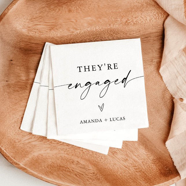 They're Engaged Napkins, Modern Engagement Party Napkins (Creator Uploaded)