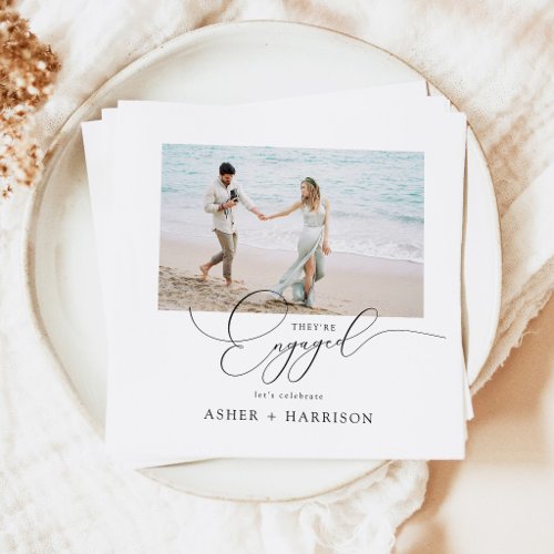 They're Engaged Photo Engagement Napkins
