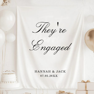 They're Engaged Welcome Custom Engagement Party Tapestry
