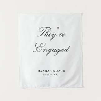 They're Engaged Welcome Custom Engagement Party Tapestry