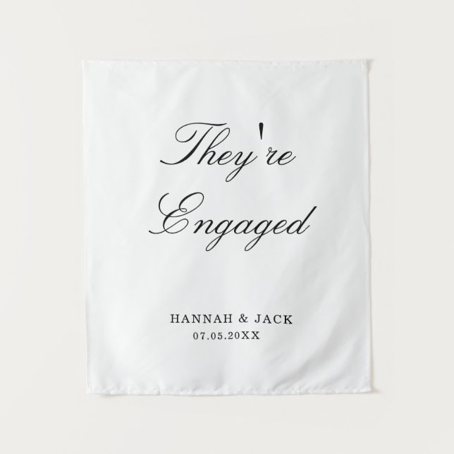 They're Engaged Welcome Custom Engagement Party Tapestry (Front)
