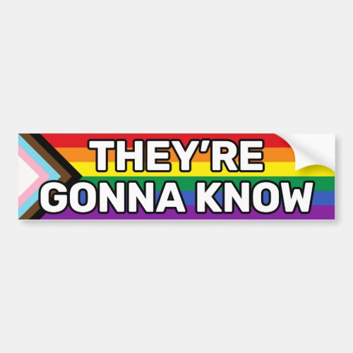 Theyre Gonna Know White Gay Progress Pride Funny Bumper Sticker