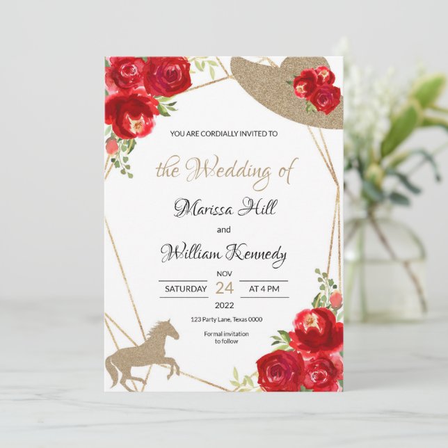 They're Off To The Altar Horse Race Wedding Shower Invitation (Standing Front)