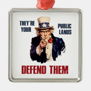 They're Your Public Lands Defend Them Uncle Sam Metal Ornament