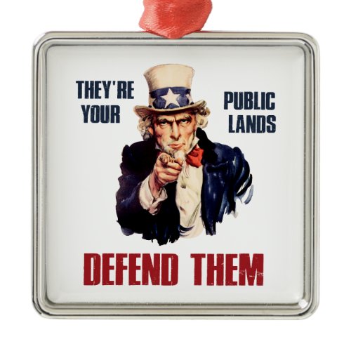 They're Your Public Lands Defend Them Uncle Sam Metal Ornament