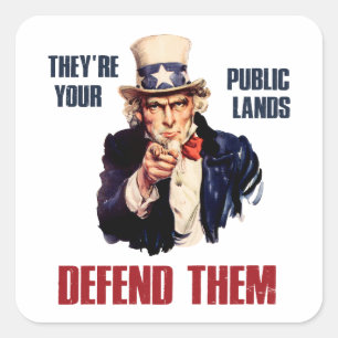They're Your Public Lands Defend Them Uncle Sam Square Sticker
